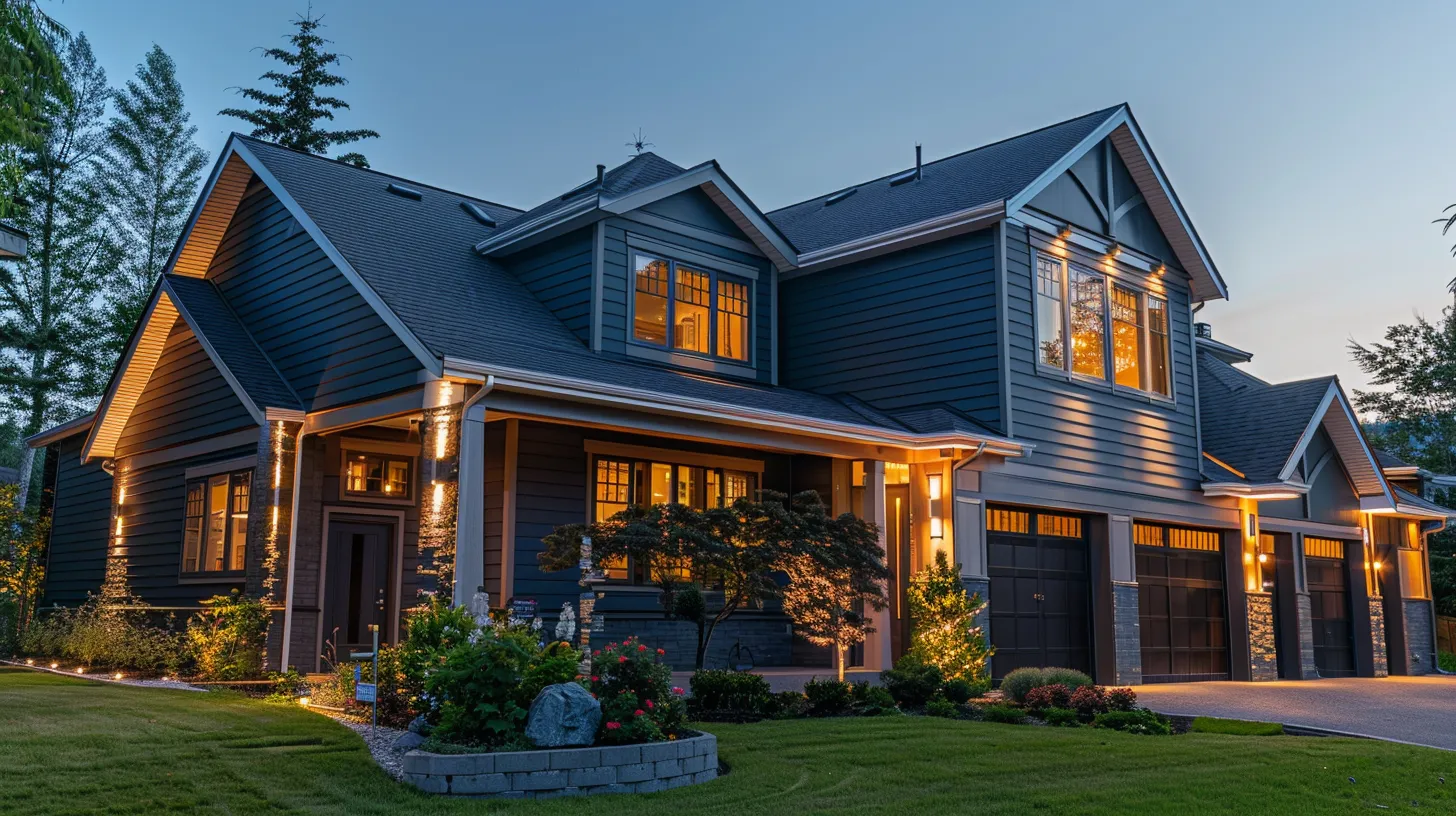 a detailed view of a beautifully crafted home exterior showcasing diverse siding materials, illuminated by warm afternoon sunlight, revealing the craftsmanship and quality that reflect the local climate.